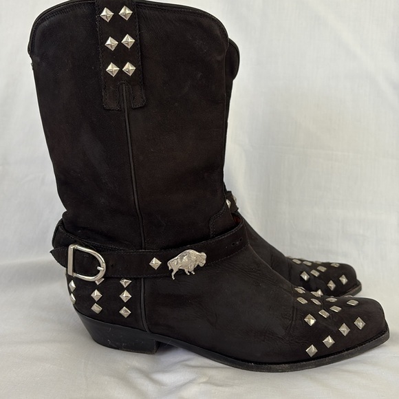 Donald J. Pliner Vero Cuoio Black Suede Silver Studded Western Boots Women’s 7 - Picture 5 of 10